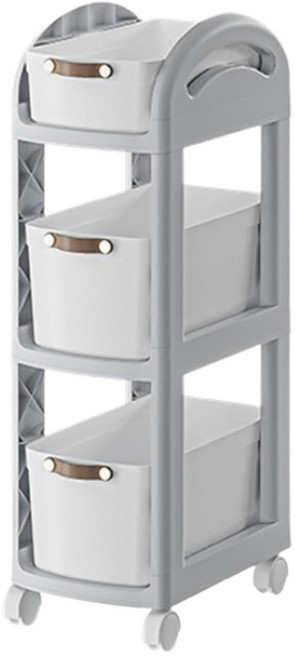 AOTTO 創意傢俱 多功能三層抽屜式收納推車 40 x 25.5 x 78.8cm, 白色, 1個