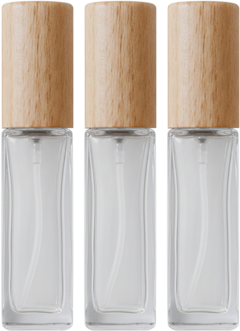空氣選物 香水酒精噴霧式玻璃分裝瓶 8.76 x 1.83 x 1.83cm 10ml, 櫸木透明款, 3個