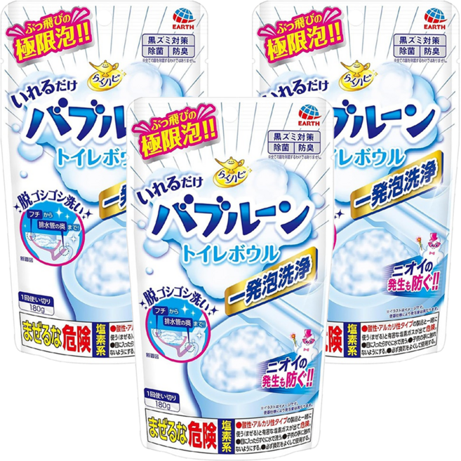 EARTH 地球製藥 發泡馬桶清潔粉, 180g, 3包