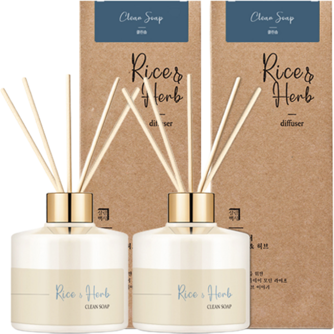 살림백서 라이스 앤 허브 디퓨저, 클린솝, 200ml, 4개