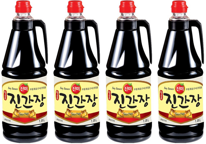 진미 참그루 진간장, 4개, 1.8L