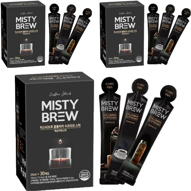 미스티브루 더치커피 콜롬비아 수프리모 액상스틱, 25ml, 30개입, 3개
