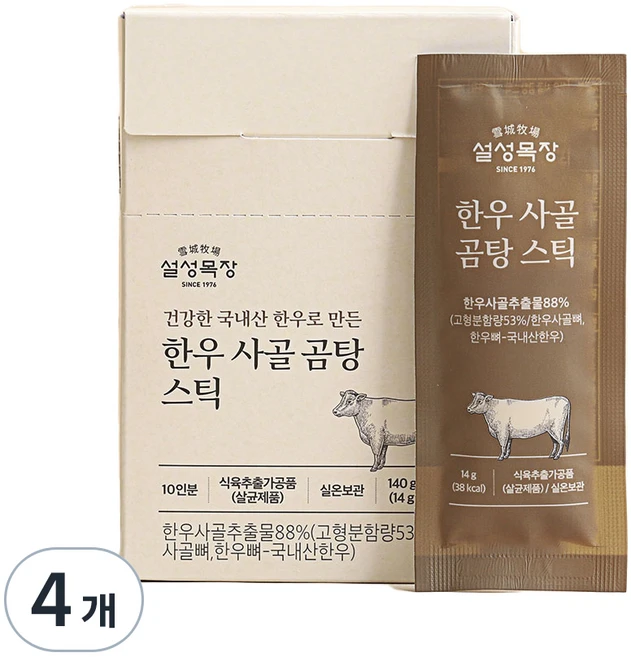 설성목장 한우 사골 곰탕 스틱 10p, 140g, 4개 - 쿠팡