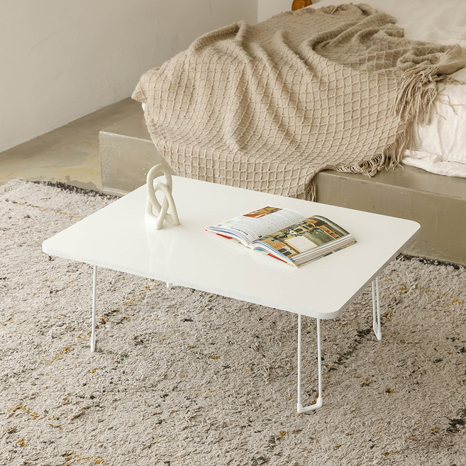 레몬트리 국내제조 E0등급 LPM 800 심플 라운드 접이식 거실 테이블, 화이트펄