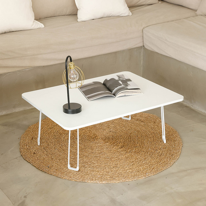 레몬트리 국내제조 E0등급 LPM 800 심플 라운드 접이식 거실 테이블, 스노우화이트