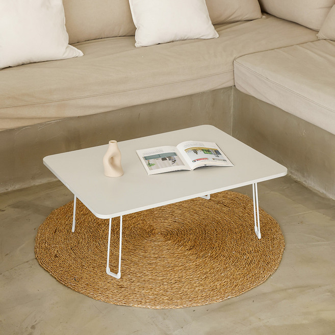 레몬트리 국내제조 E0등급 LPM 800 심플 라운드 접이식 거실 테이블, 실버그레이