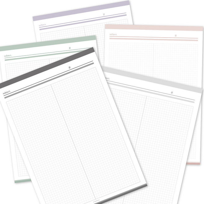 판다몽 어반 모눈 노트패드 B5 5종 세트 B, 선셋로즈 + 라일락 + 세이지그린 + 그레이 + 애쉬블랙, 1세트
