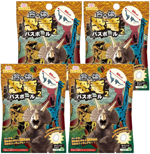 Shuwatama 沐浴球附玩具 合體恐龍, 4個, 75g