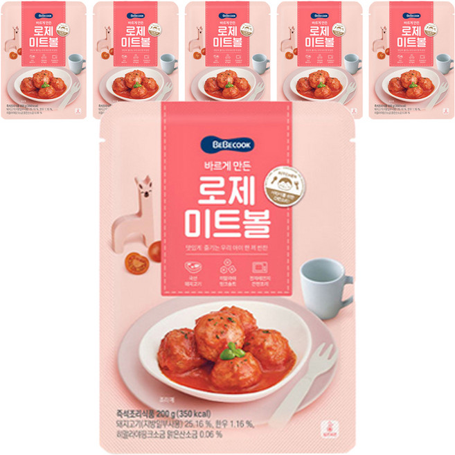 베베쿡 바르게 만든 로제미트볼, 200g, 6개