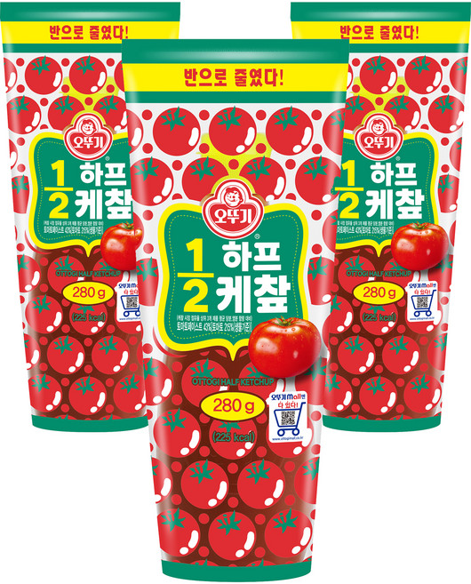 오뚜기 1/2 하프 케챂, 280g, 3개