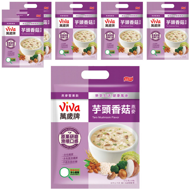 ViVa 萬歲牌 燕麥堅果飲 芋頭香菇燕麥 10包, 320g, 6袋