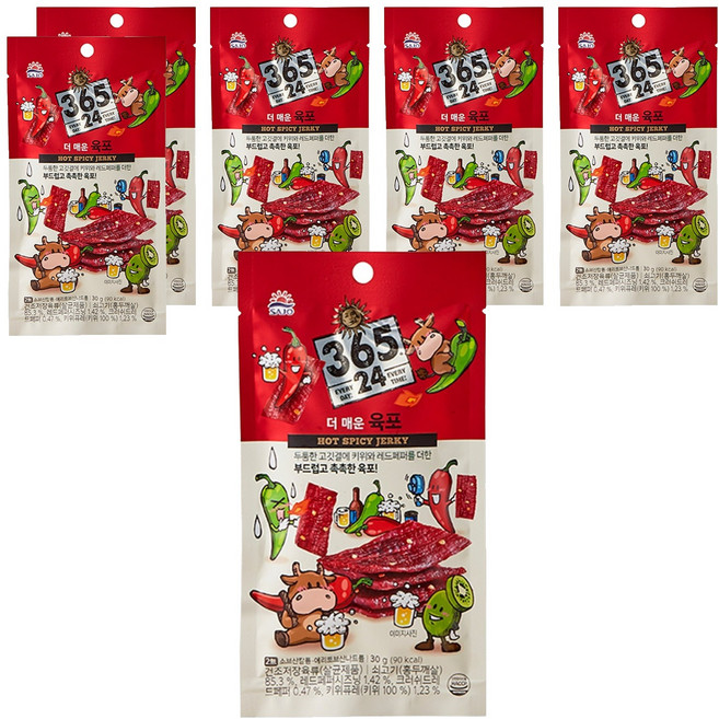 삼육오점이사 더 매운 육포, 30g, 6개