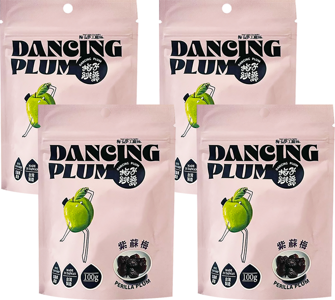 梅子夢工廠 梅子跳舞系列 紫蘇梅, 100g, 4包