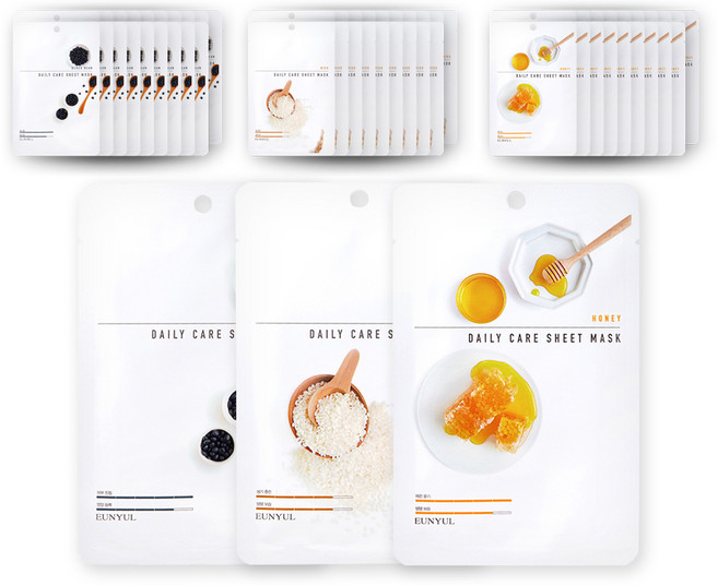 은율 데일리케어 시트 마스크팩 보습관리 검은콩 10p + 라이스 10p + 허니 10p, 30개입, 2개