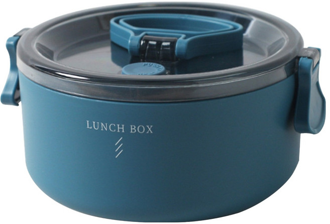 可微波圓形單層便當盒 PP材質 800ml, 藍色, 1個