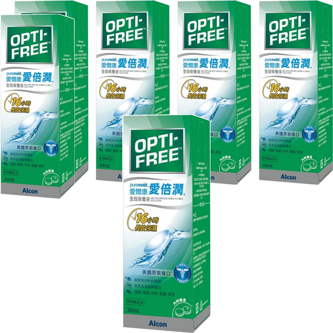 Alcon 愛爾康 OPTI-FREE 愛倍潤 全效保養液, 300ml, 6瓶