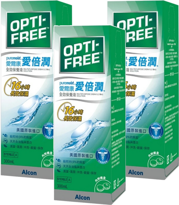 Alcon 愛爾康 OPTI-FREE 愛倍潤 全效保養液, 300ml, 3瓶