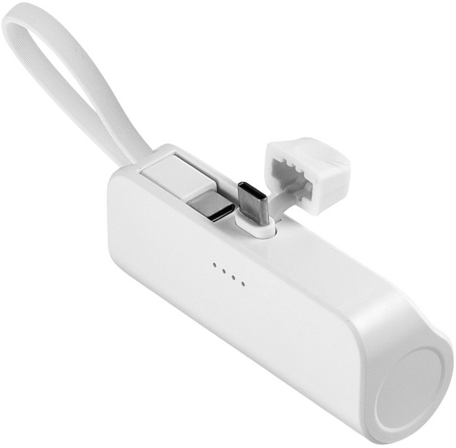 피에스글로벌 힙스터 도킹형 C타입 / C타입 스트랩 보조배터리 5000mAh, MOPB-R5-CHL, 화이트