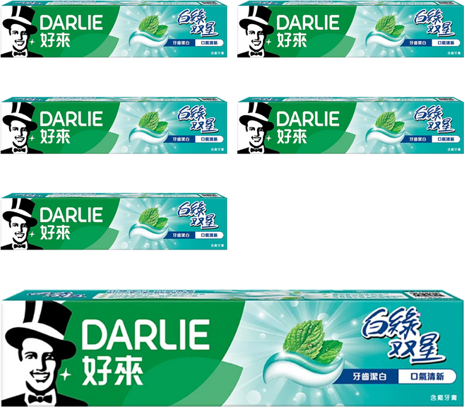DARLIE 好來 黑人 白綠雙星牙膏, 140g, 6條