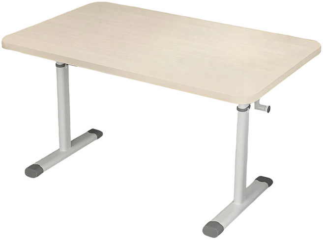 STYLE NS 手搖升降工作桌 加厚桌板 高度可調, 淺木色 + 白色