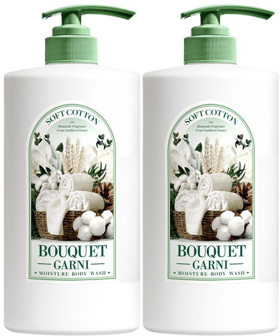 부케가르니 모이스처 바디워시 소프트코튼, 1L, 2개