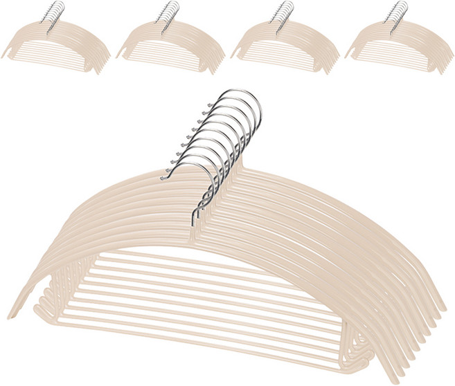 코멧 홈 어깨 뿔 방지 논슬립 옷걸이, 베이지, 50개