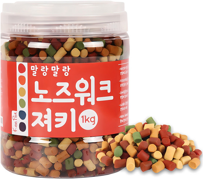 킵펫 강아지 말랑말랑 노즈워크 져키, 혼합맛(황태/연어/치즈/참치/오리), 1kg, 1개