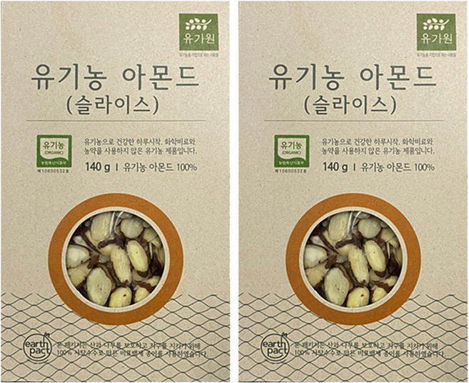 유가원 유기농 아몬드 슬라이스 토핑, 140g, 2개