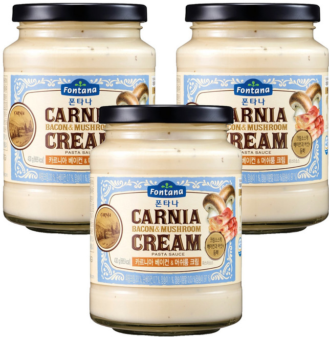 폰타나 카르니아 베이컨 앤 머쉬룸 크림 파스타 소스, 430g, 3개