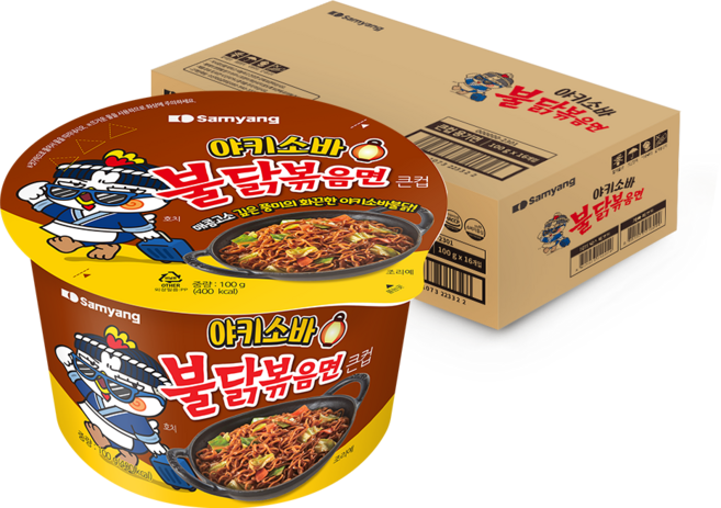 불닭볶음면 큰컵 야키소바 100g, 16개