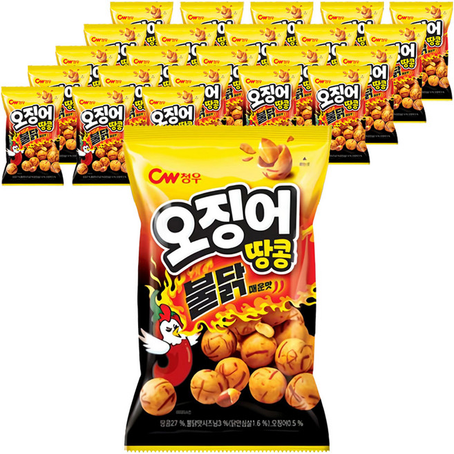 청우식품 오징어땅콩 불닭맛 스낵, 90g, 24개