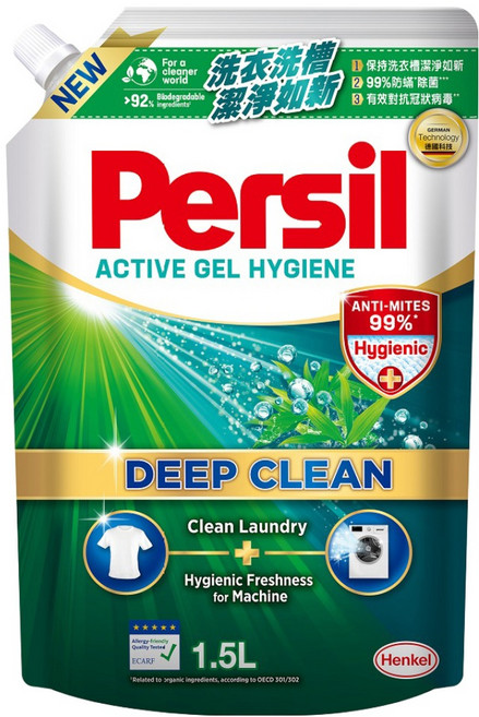 Persil 寶瀅 深層酵解洗衣凝露 補充包 除菌防蟎, 1.5L, 1包