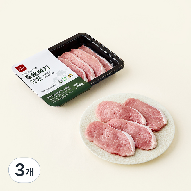 하이포크 동물복지 인증 한돈 등심 돈까스용 (냉장), 3개, 300g