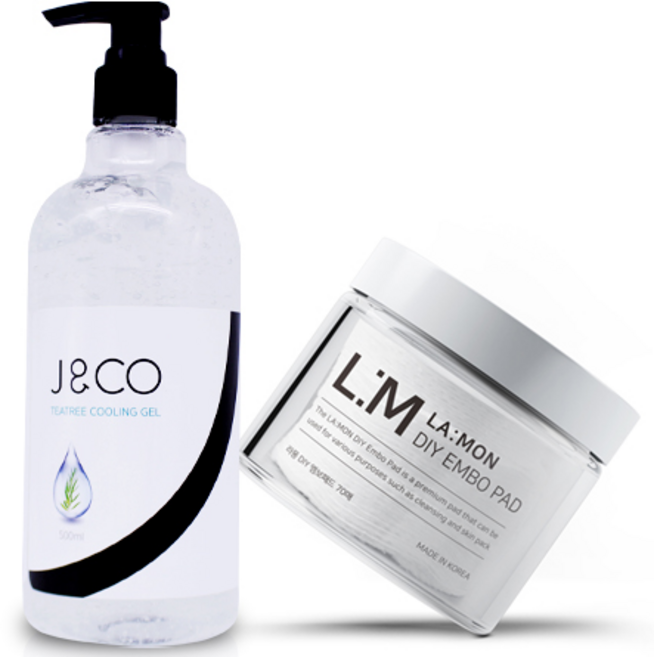 제이엔코 티트리 쿨링겔 + L:M DIY 엠보싱 패드 70매입, 500ml, 1개
