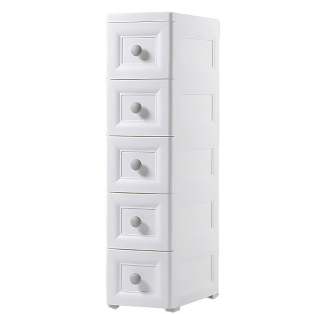 STYLE 格調 北歐系唯美雕花紋小圓手把五層抽屜收納櫃 夾縫櫃 PP-2001-Y 20面寬, 白色