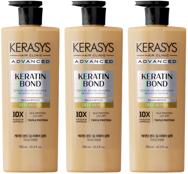 케라시스 어드밴스드 케라틴 본드 딥 리페어 샴푸, 750ml, 3개