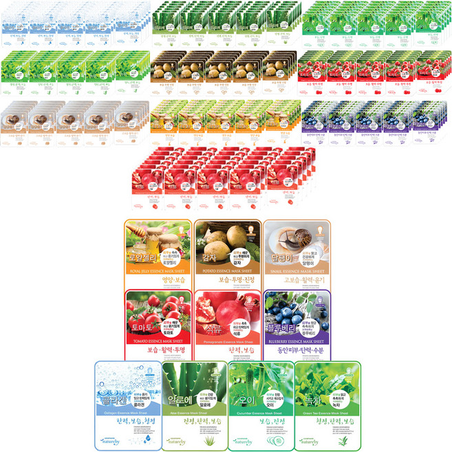 natureby 에센스 마스크팩 A타입 10종 x 10p 세트, 100매입, 4개