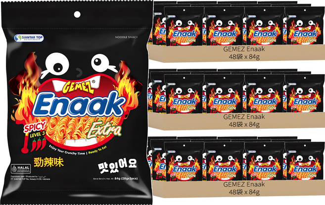 GEMEZ Enaak 韓式小雞麵 勁辣味, 84g, 144袋