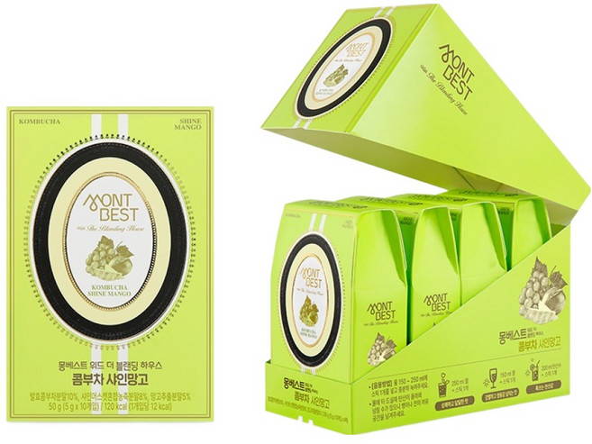 몽베스트 위드 더 블랜딩 하우스 콤부차 샤인망고, 5g, 10개입, 4개
