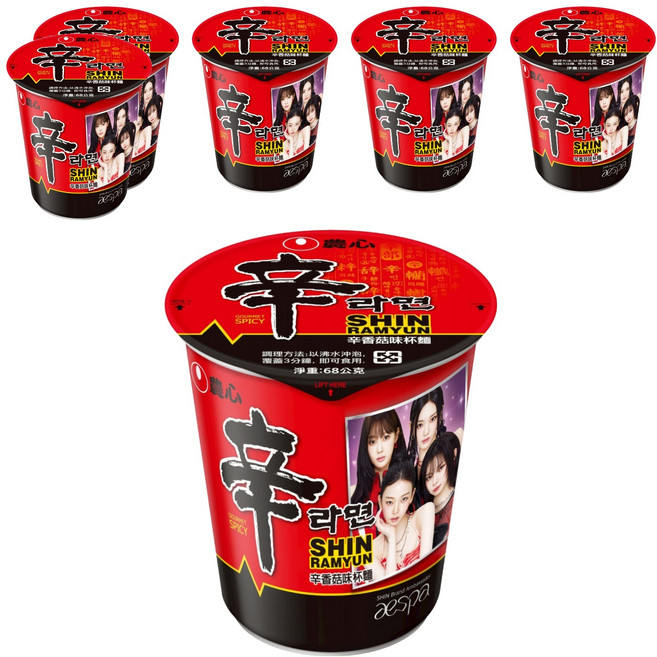 NONGSHIM 農心 辛拉麵 辛香菇味 杯麵 68g, 6入