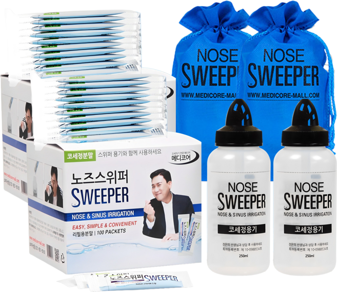 노즈스위퍼 코세척기 + 코세척분말 120포, 2세트