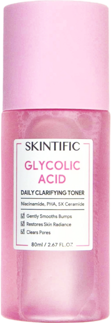 SKINTIFIC 乙醇酸日常化妝水, 80ml, 1瓶