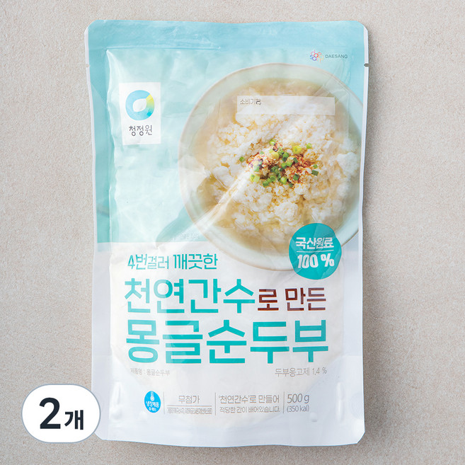 청정원 간수로 만든 몽글순두부, 500g, 2개