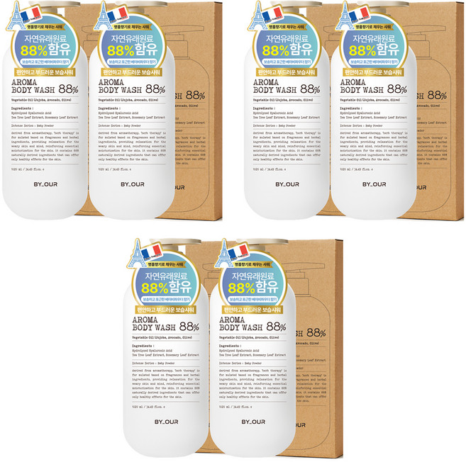 바이아우어 아로마 바디워시 베이비파우더, 1.02L, 6개