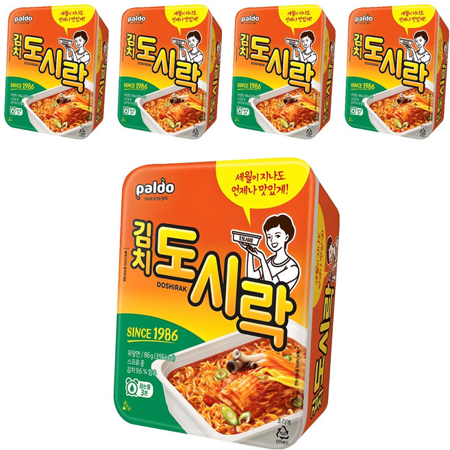 팔도도시락 김치 컵라면 86g, 5개