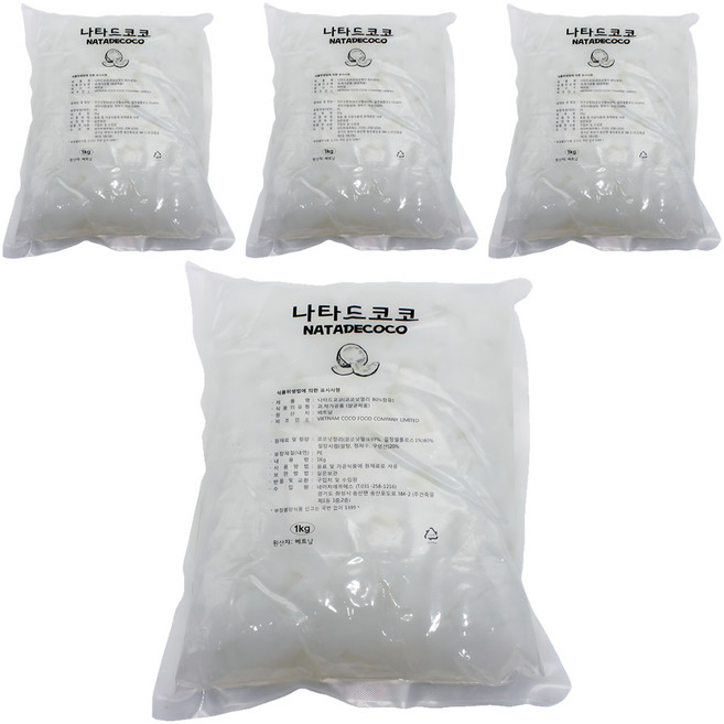 코코넛젤리 8mm 음료용, 1kg, 4개