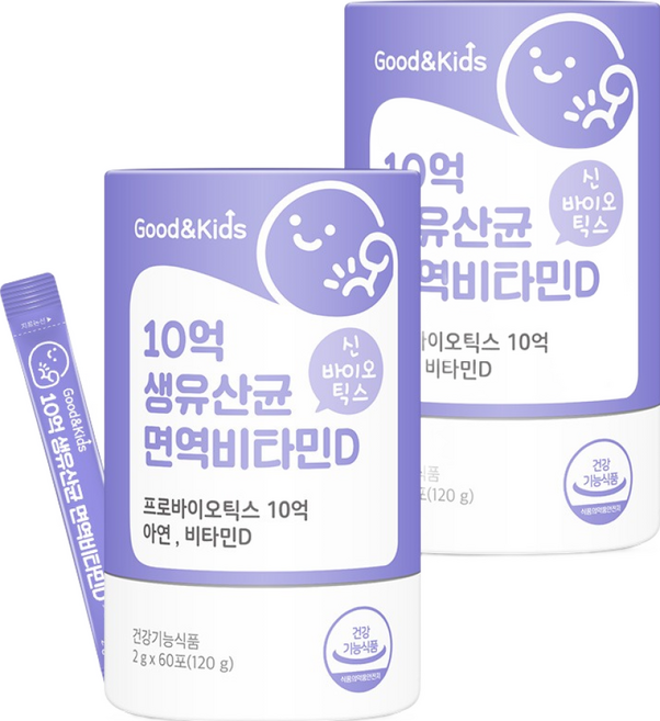 굿앤키즈 10억 생유산균 면역비타민D 60p, 60회분, 2개