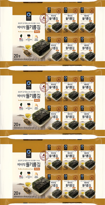 清淨園 芝麻油香脆海苔, 80g, 3袋