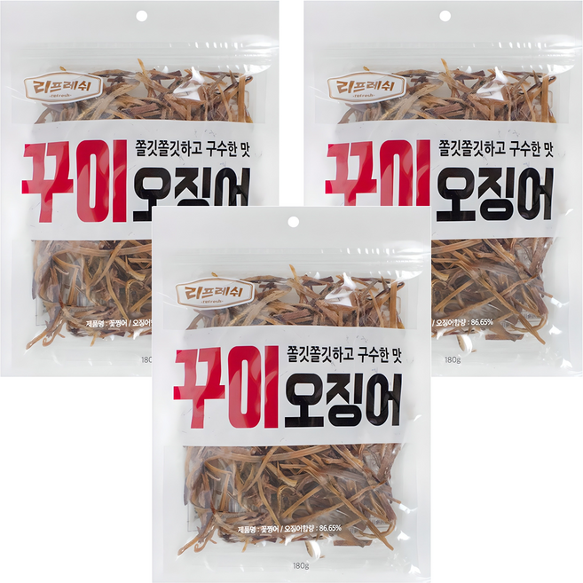 리프레쉬 꾸이오징어, 3개, 180g