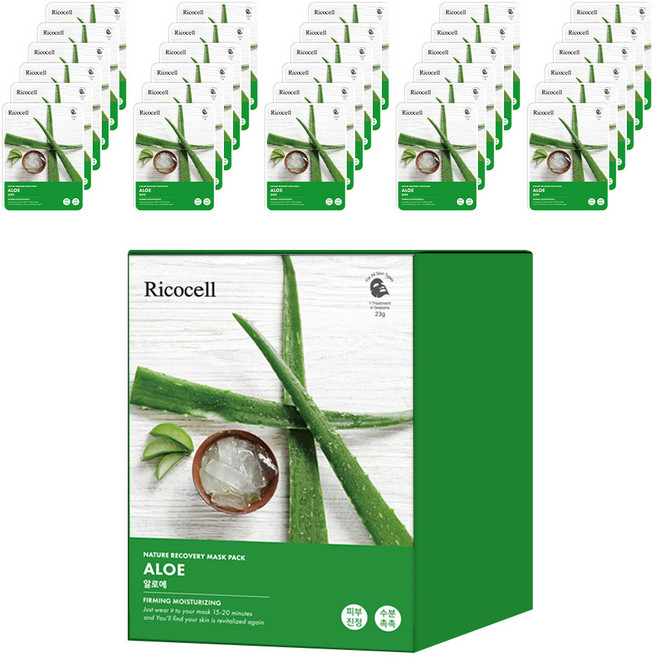 리코셀 네이처 리커버리 마스크팩 알로에, 30개입, 1개
